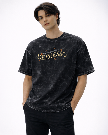 Depresso | Unisex Acid Washed Oversized Tee