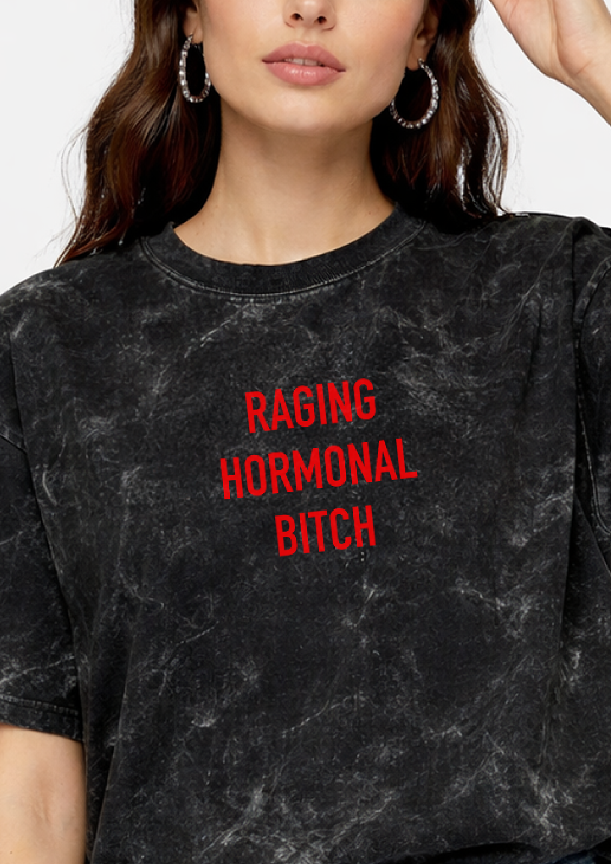 Raging Hormonal | Acid Washed Oversized Tee