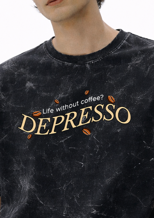 Depresso | Unisex Acid Washed Oversized Tee