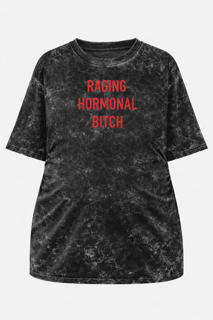 Raging Hormonal | Acid Washed Oversized Tee